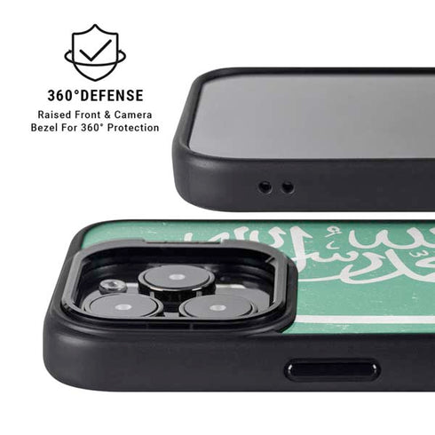 Saudi Arabia Flag Distressed iPhone 16 Pro Kickstand Case